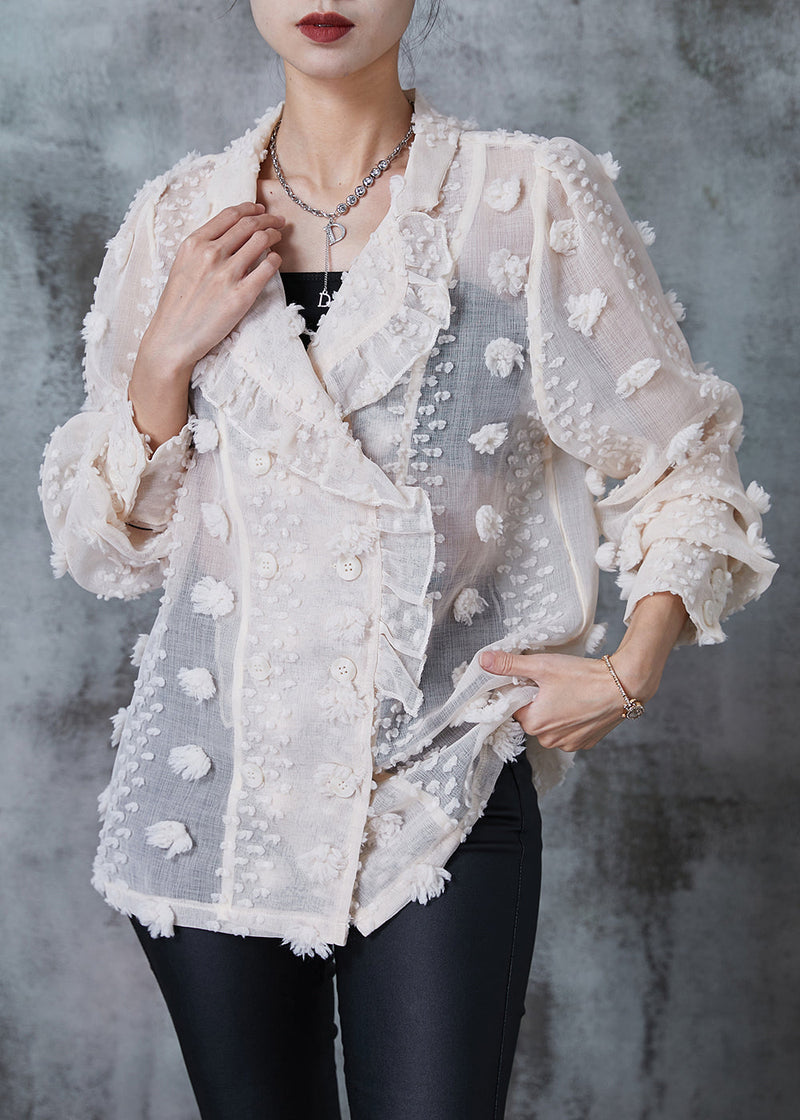 Apricot Ruffled Cotton Upf 50+ Coat Summer