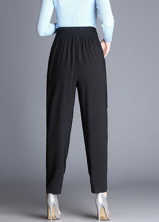 Natural Black Loose Wrinkled Harem Fall Pants