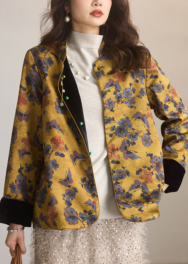 New Chinese Style Silk Velour Jacquard Wear on Both Sides Jacket Spring