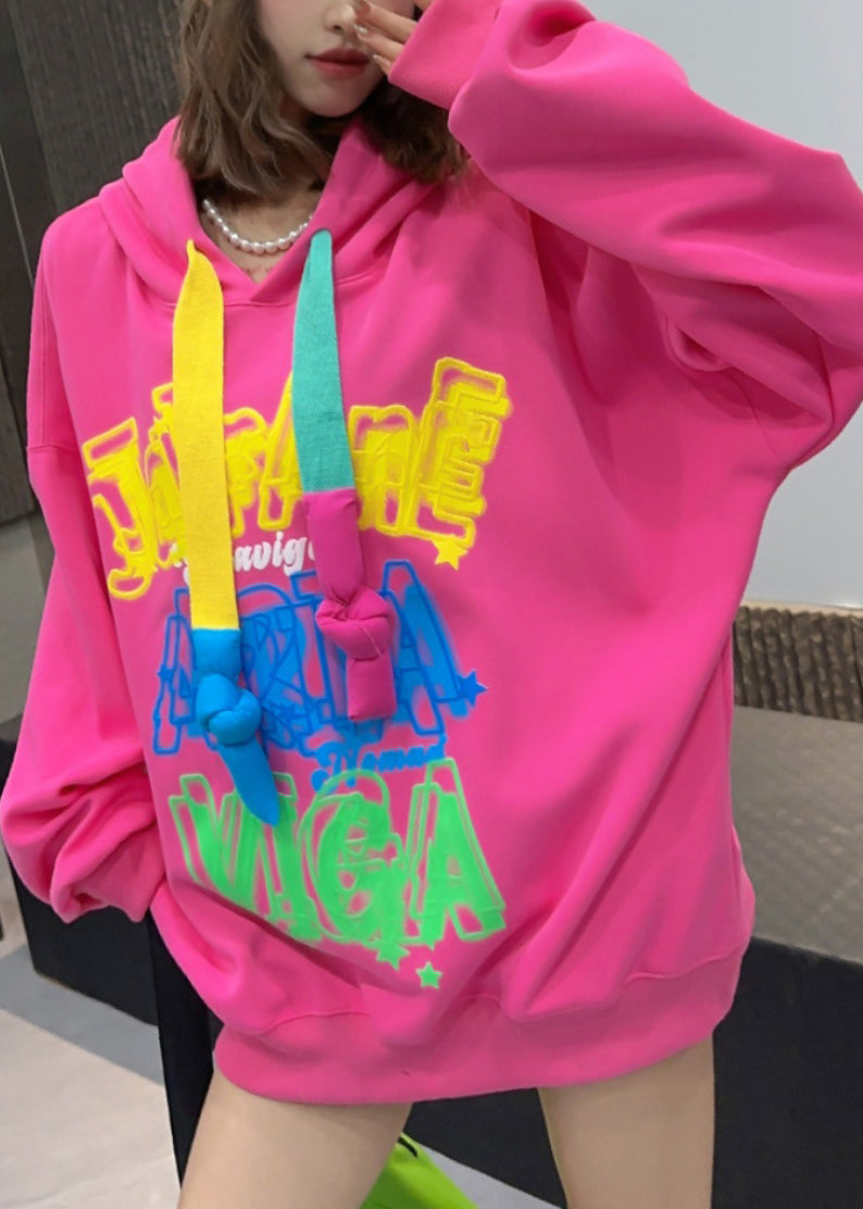 Style Fluorescent Green Graffiti Hooded Sweatshirt Spring