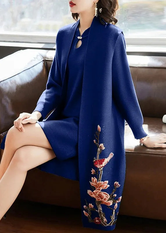 Blue Zircon Knit Two Piece Set Clothing Spring
