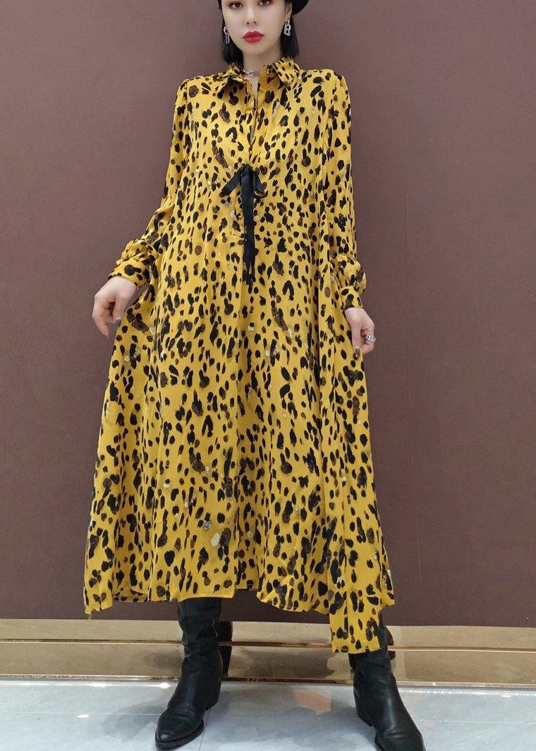 Lapel Large Hem Spring Clothes Ideas Yellow Dotted Maxi Dress