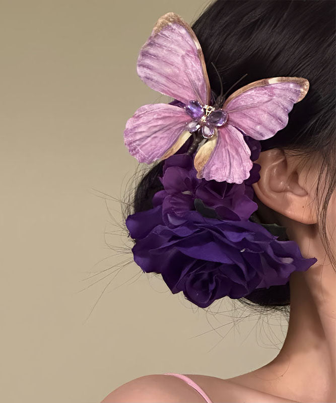 Original Purple Sterling Silver Overgild Butterfly Hairpin