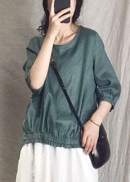 Purple Linen Shirt Tops Half Sleeve