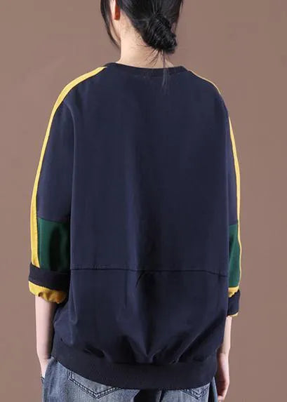 Modern Navy Patchwork Sweatshirt