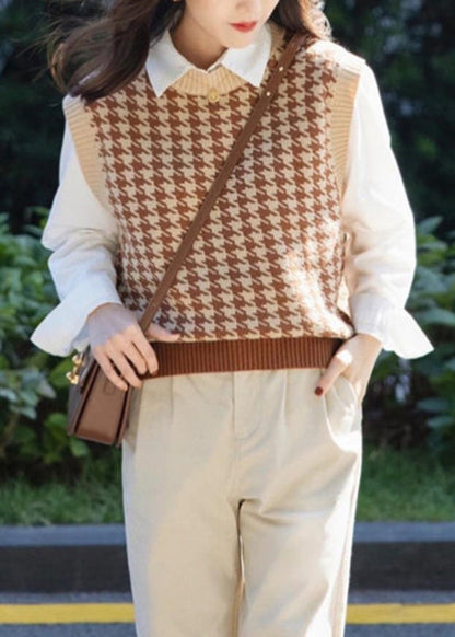 White Shirts and Waistcoat Patchwork Cotton Knit Sets 2 Pieces Fall