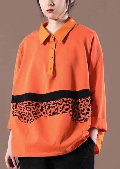 Style Orange Peter Pan Collar Loose Sweatshirt