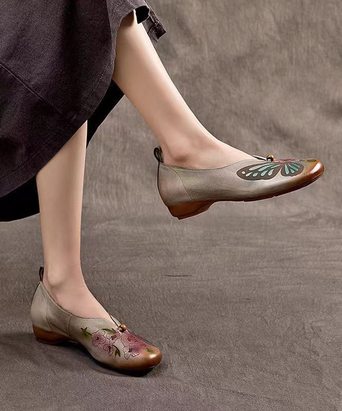 Spring New Embossed Cowhide Flats Shoes