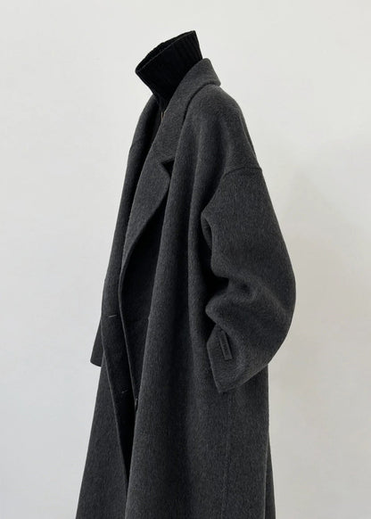 Dull Grey Oversized Double Breast Woolen Coat Outwear Winter