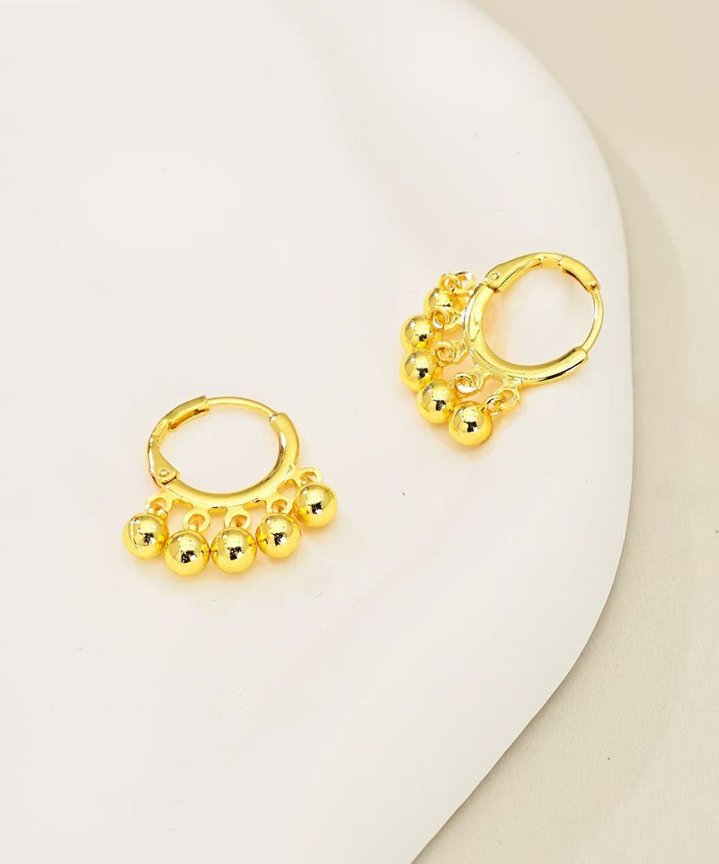 Art Gold Copper Overgild Ball Tassel Hoop Earrings