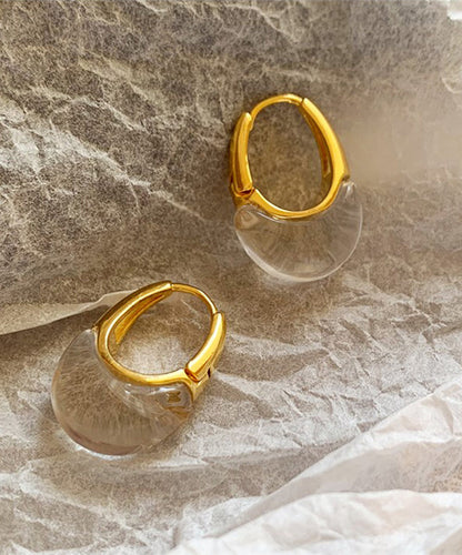 White Copper Alloy Crysta Hoop Earrings
