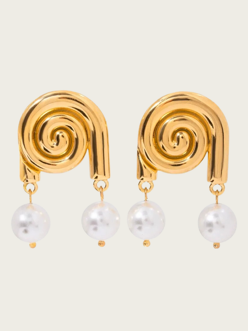 Crimson Stainless Pearl Earrings