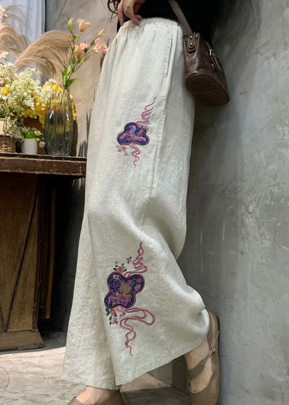 Linen Colour Pockets Linen Wide Leg Pants Summer