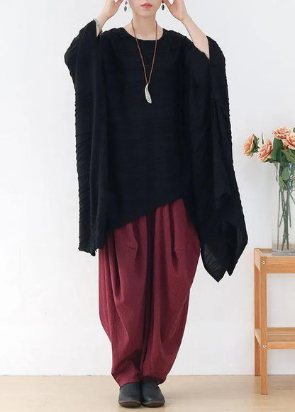 Classy Black O-neck Loose Fall Long Sleeve Tops