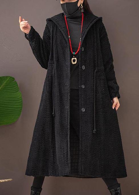 Art Hooded Drawstring Clothes for Green Tunic Coats