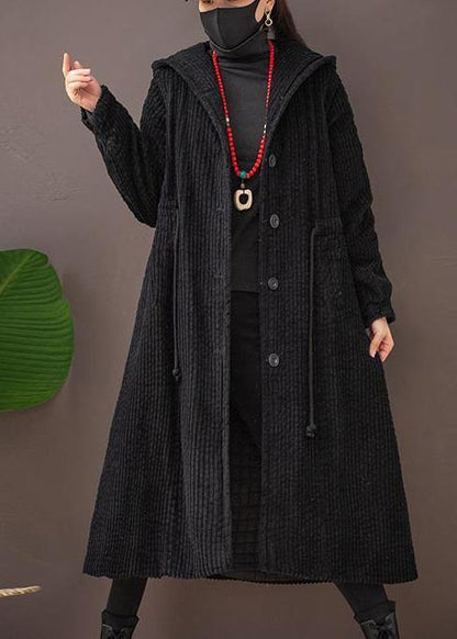 Art Hooded Drawstring Clothes for Green Tunic Coats