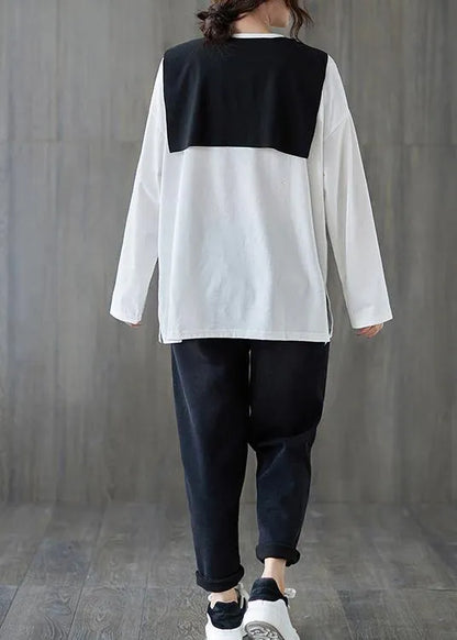 Classy White Shirts O Neck Side Open Loose Spring Blouse