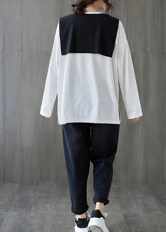 Classy White Shirts O Neck Side Open Loose Spring Blouse