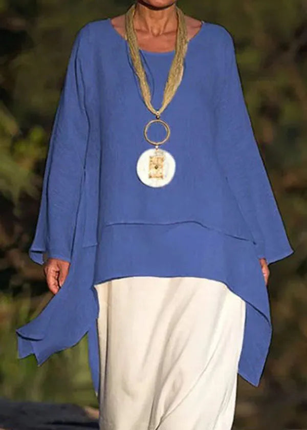 Long Sleeve Asymmetrical Blouse
