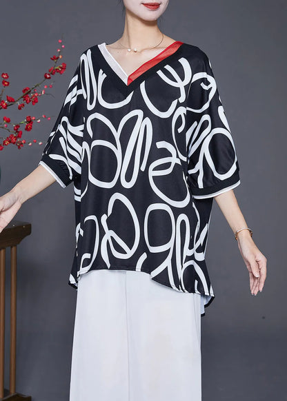 Black Oversized Print Chiffon Tank Summer