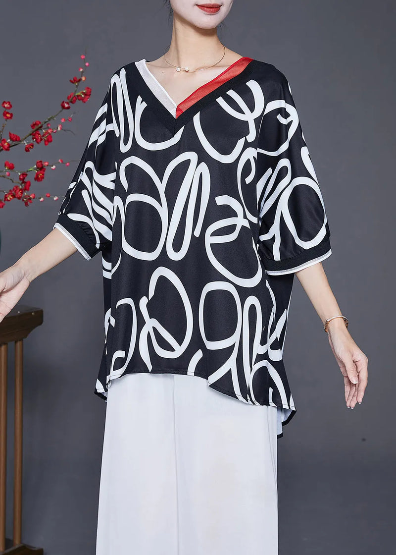 Black Oversized Print Chiffon Tank Summer