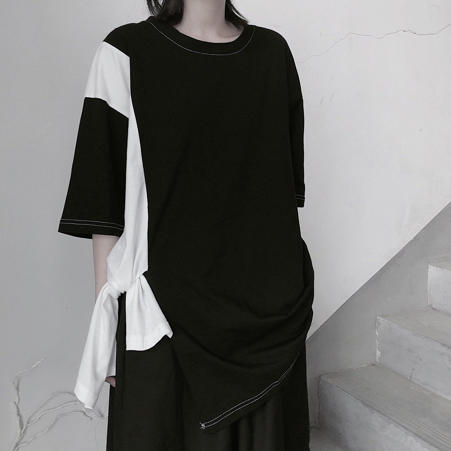 Black Clothes O Neck Patchwork Art Spring Blouses