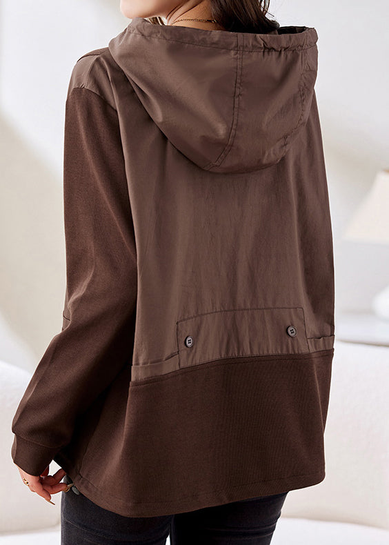 Yellow Hooded Patchwork Cotton Top Fall