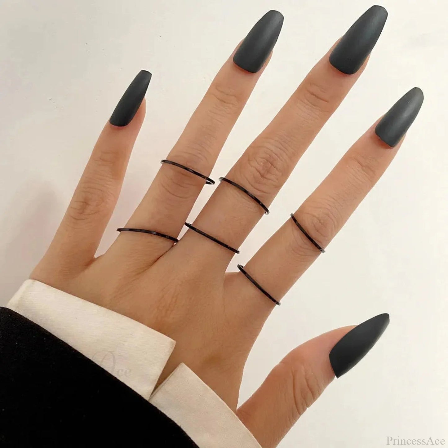 Stylish Gothic Punk Black Joint Rings Collection