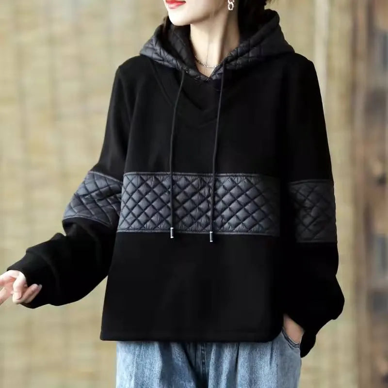 Diy Black Clothes for Hooded Patchwork Midi Spring Blouse