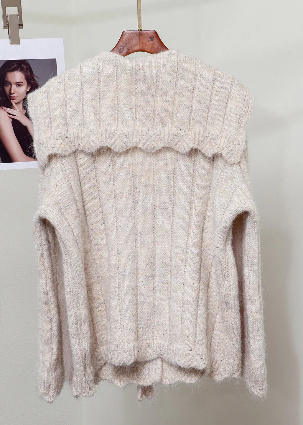 Oatmeal Patchwork Knit Winter Sweaters Fox Fur
