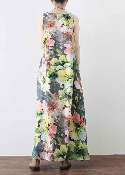 Summer Loose National Style Sleeveless Cotton Vest Long Dress