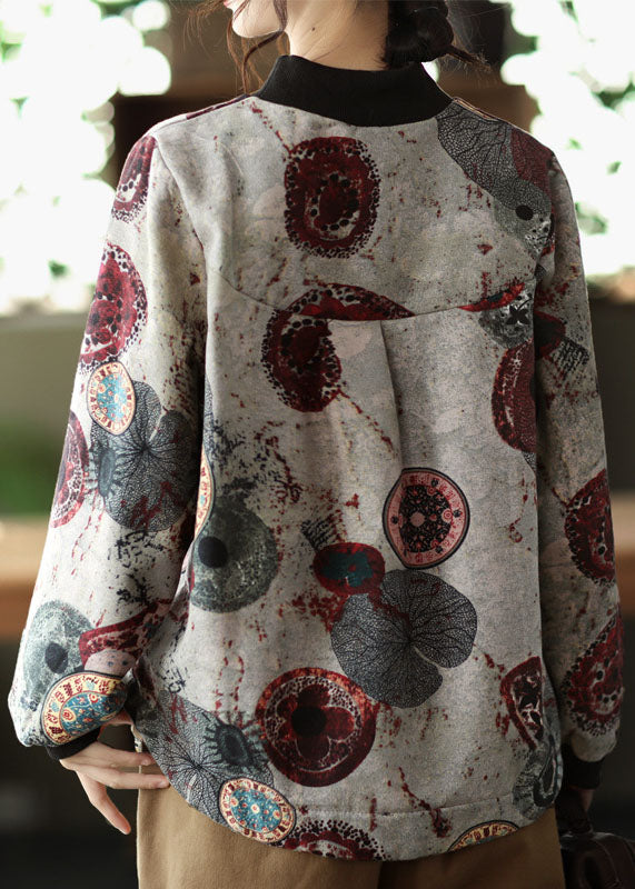 Grey Stand Collar Low High Design Sweatshirts Tops Spring