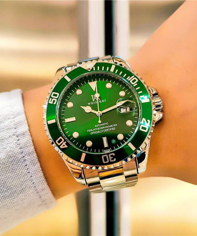 Green Metal Alloy Gem Stone Glass Night Light Watches