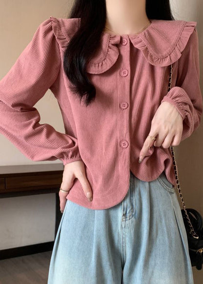 Pink Button Corduroy Shirt Long Sleeve