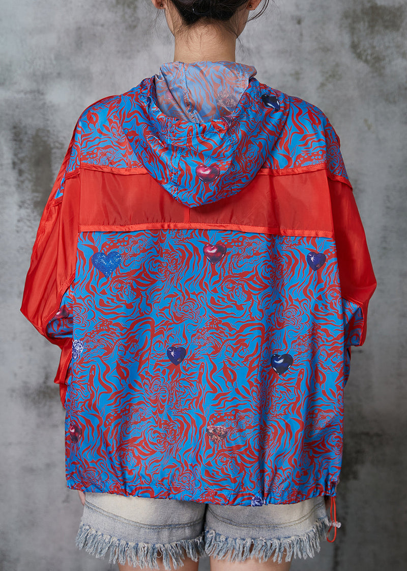 Blue Oversized Patchwork Spandex Coat Spring