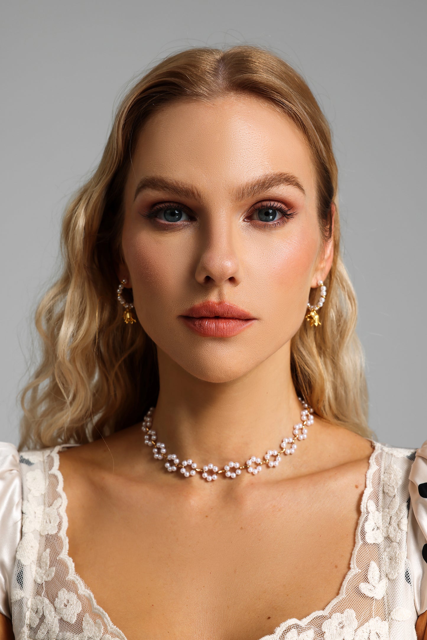 Gold Faux Pearl Earrings