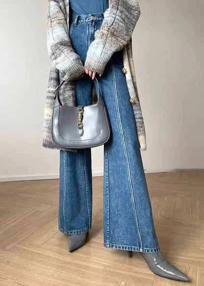 American High Waisted Slim Fit Denim Micro Flared Straight Leg for Spring