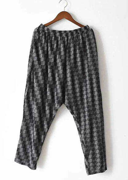 Original Black Plaid Asymmetrical Patchwork Cotton Two Piece Set Clothing Summer