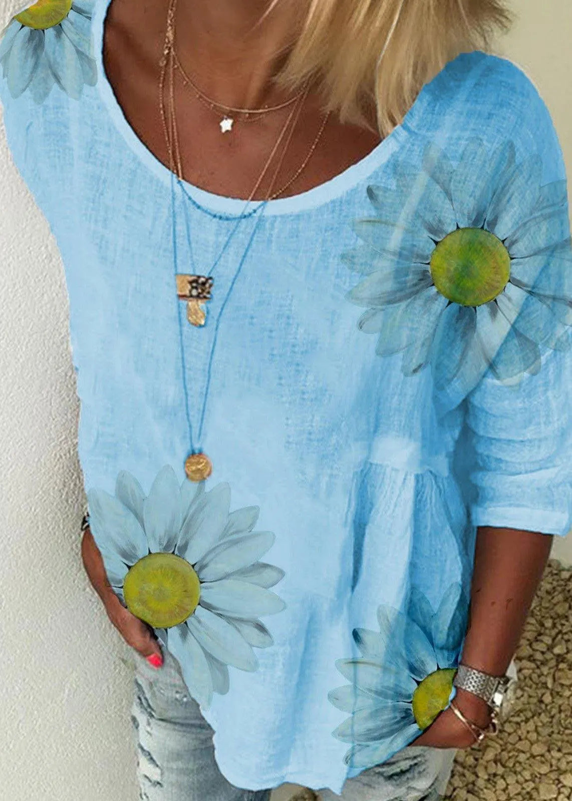 Daisy Print T Shirt Tops Outfits