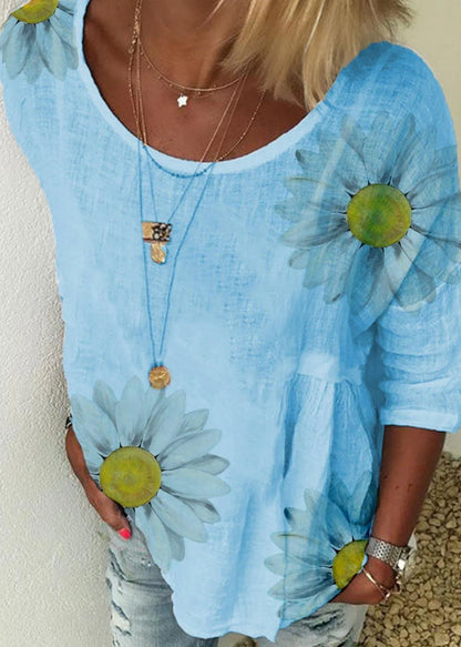 Daisy Print T Shirt Tops Outfits