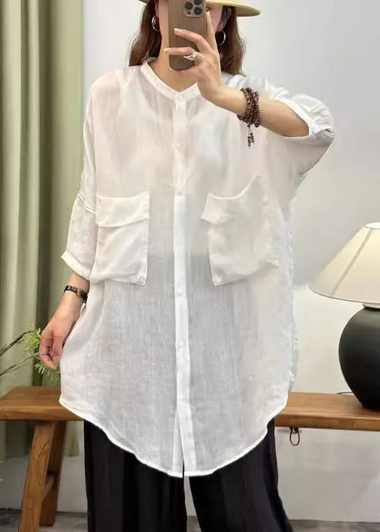 White Oversized Cotton Upf 50+ Long Tops Summer