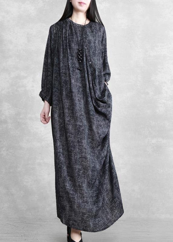 Dark Gray Linen Maxi Dress Spring Outfits
