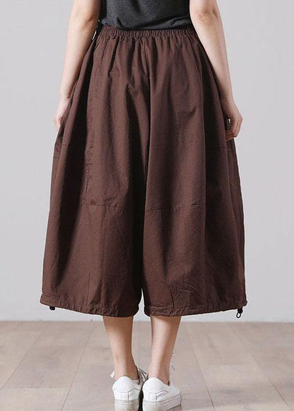 Chocolate Elastic Waist Wide Leg Pants Trousers Cotton