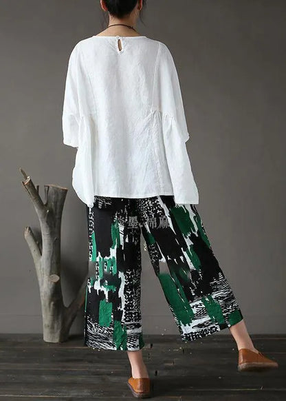White U Neck Linen Top Summer