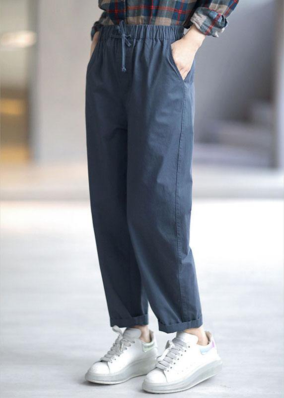 Navy Pockets Tie Waist Harem Fall Pants