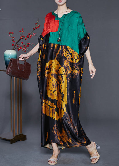 Original Design Colorblock Oversized Print Silk Dress Summer