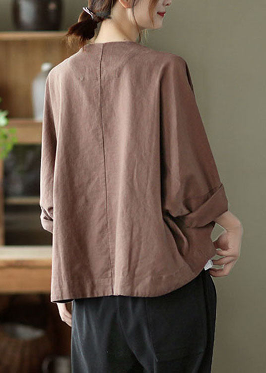 Chocolate V Neck Coat Spring