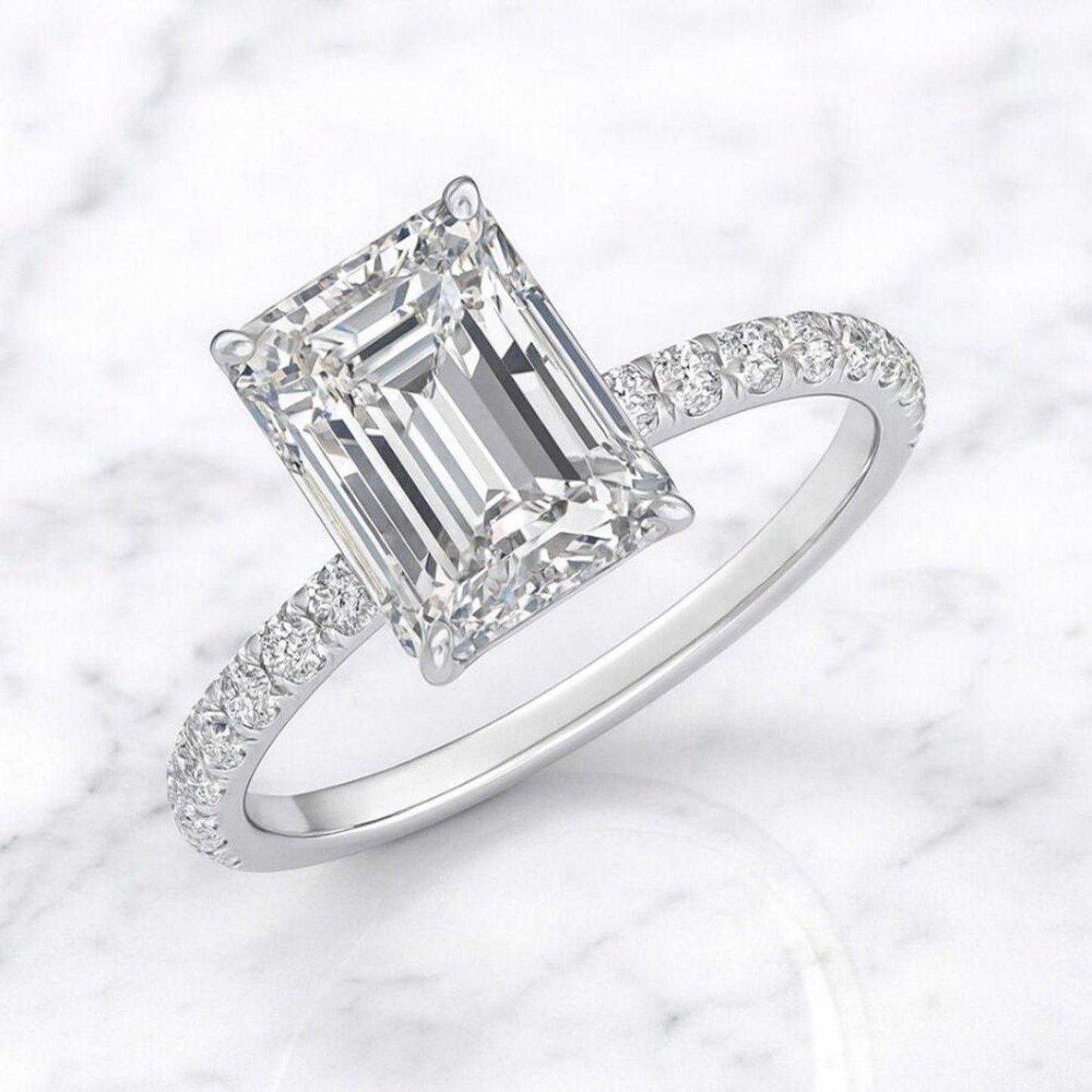 "shia" 3ct Lab Diamond Radiant Cut Ring