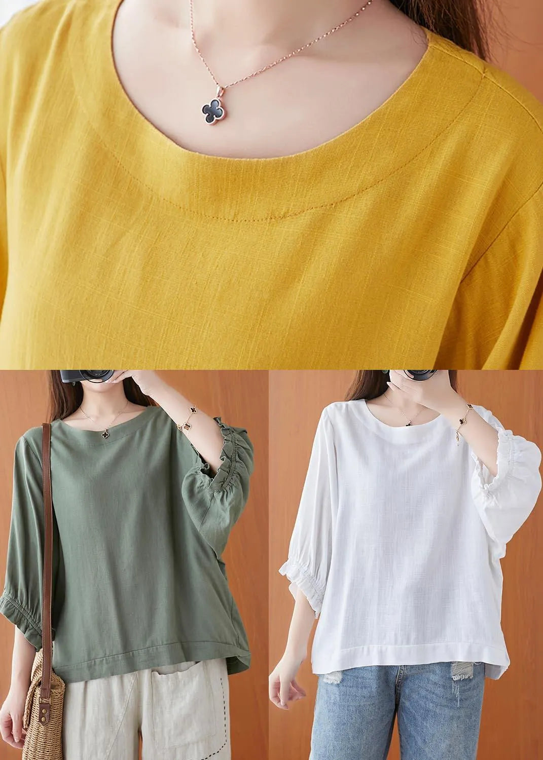 Simple White O-neck Cotton Top Summer