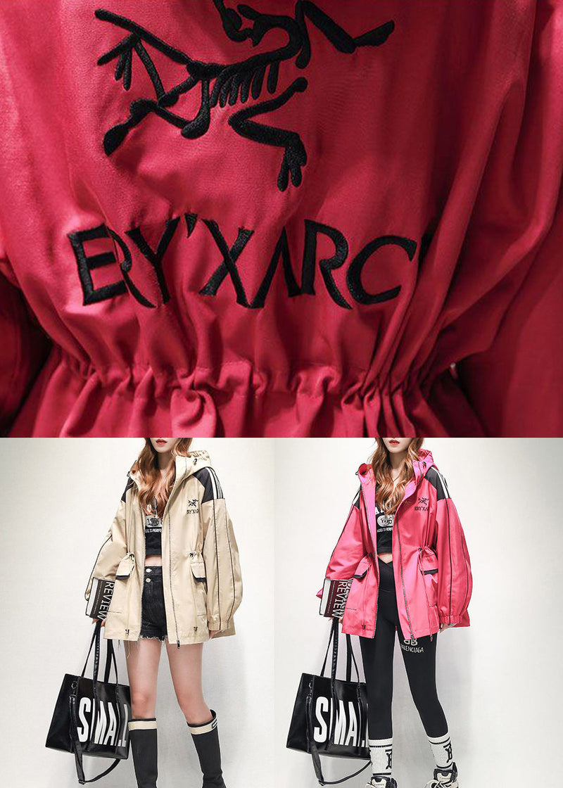 Rose Letter Embroideried Pockets Cotton Jacket Spring